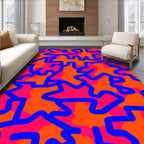 Abstract Blue Line Star Pattern Rug