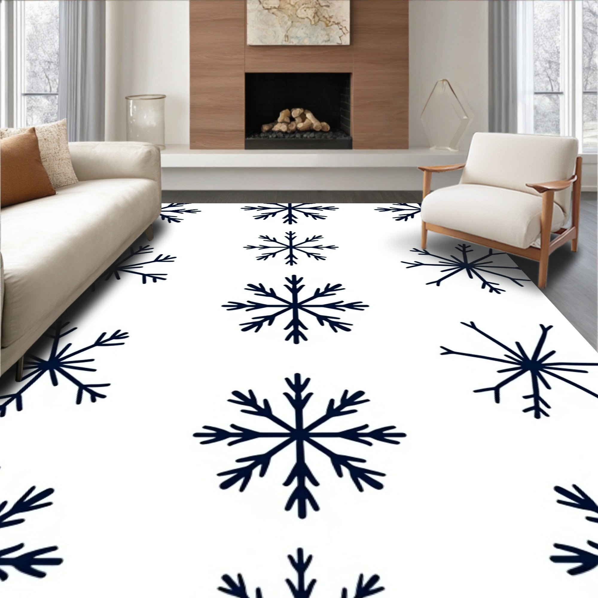 Winter Snowflake Pattern Design Rug