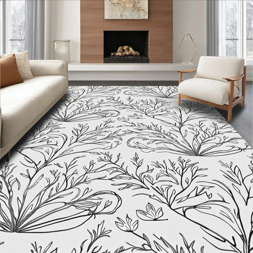 Abstract Botanical Leaf Pattern Design Rug
