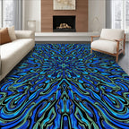 Abstract Blue Swirls Organic Pattern Rug