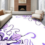 Abstract Purple Swirls Leaf Pattern Rug