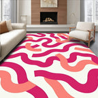 Dynamic Pink Coral Wavy Stripe Pattern Rug