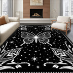 Black White Butterfly Starscape Pattern Rug
