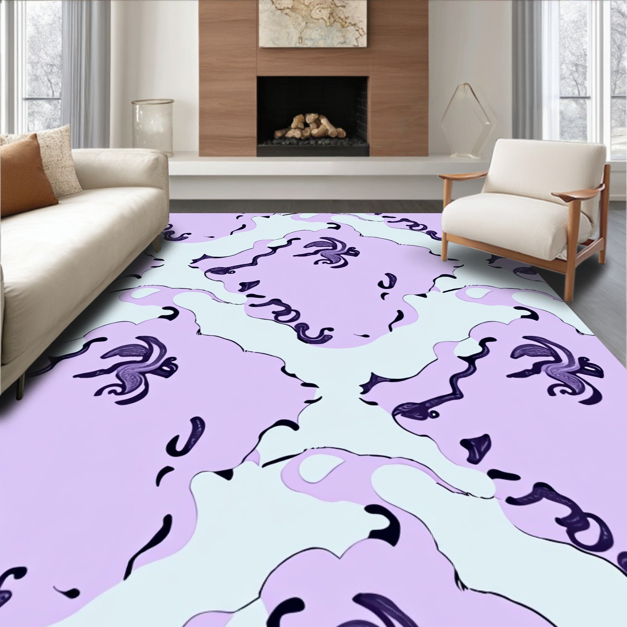 Whimsical Abstract Swirls Pattern Rug