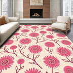 Whimsical Pink Daisy Floral Pattern Rug