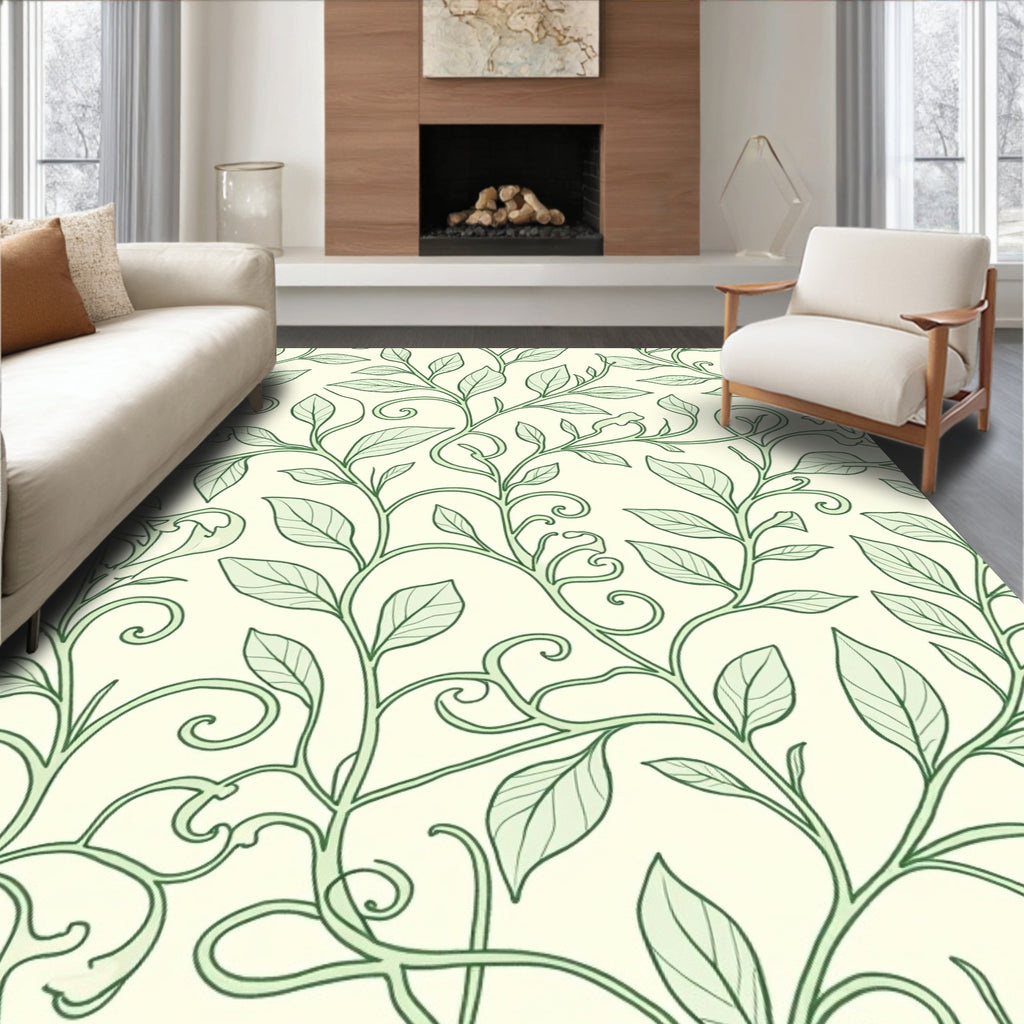 Green Leafy Vine Pattern Rug