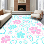 Pastel Bunny Floral Outline Design Rug