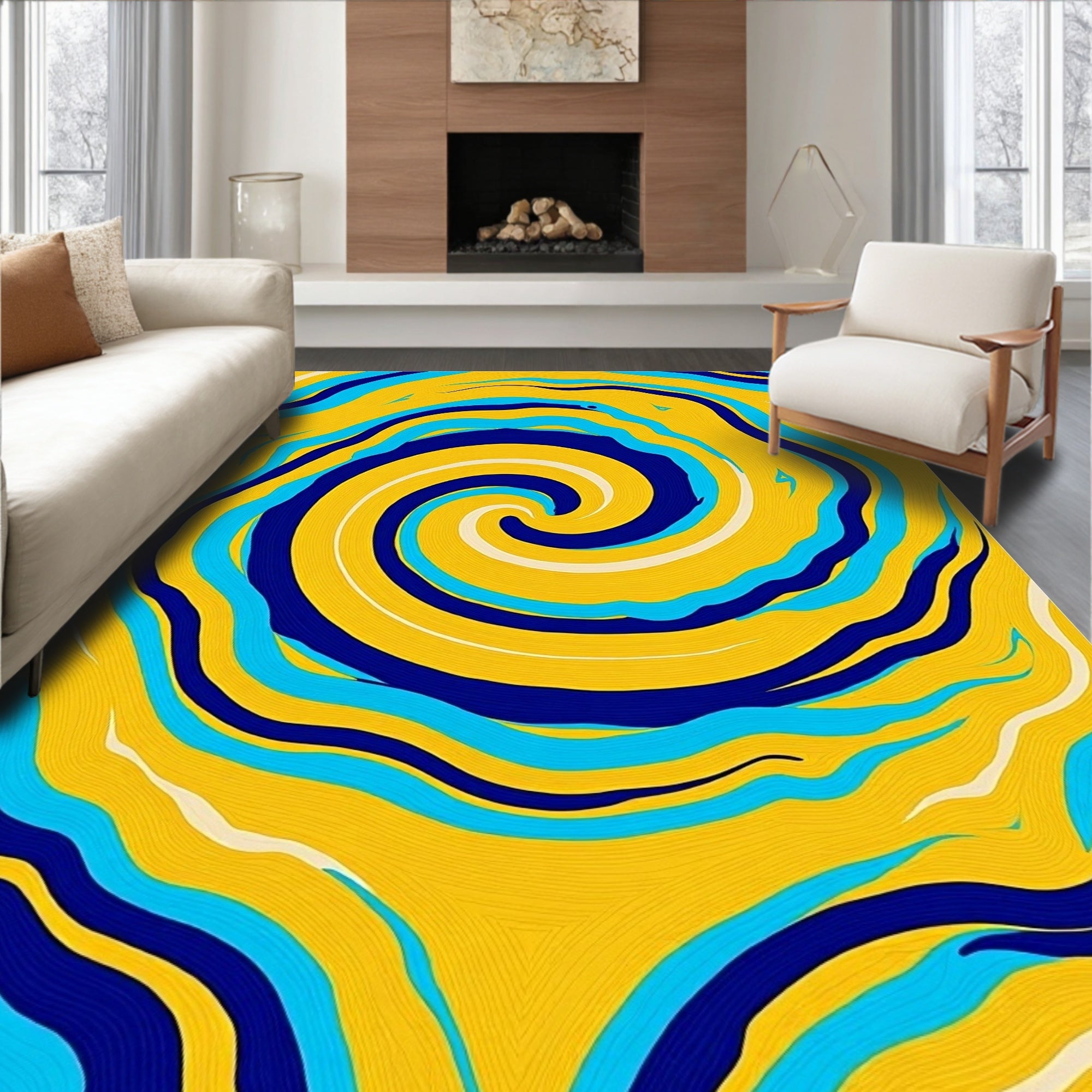 Vibrant Swirl Pattern Abstract Rug