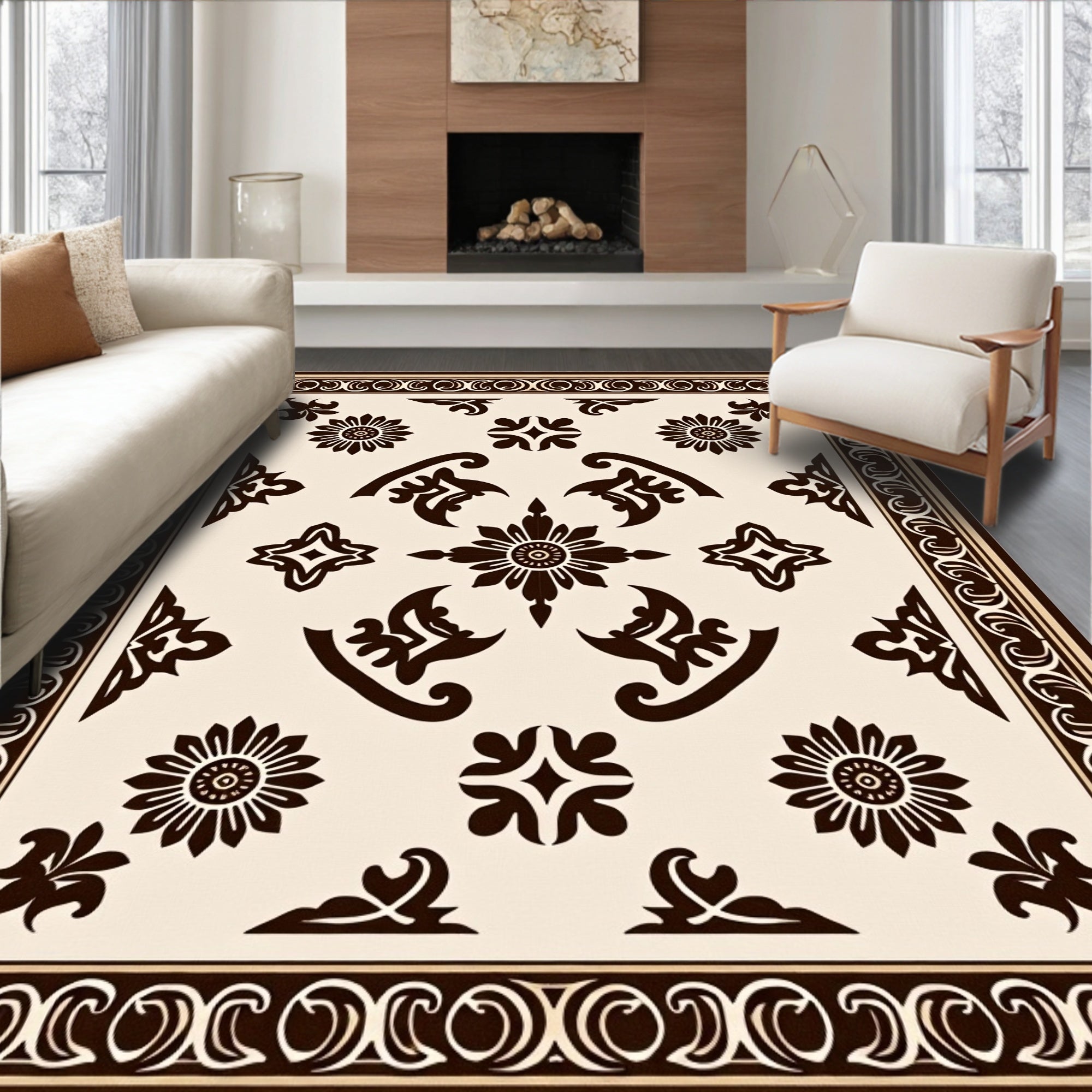 Elegant Intricate Floral Medallion Design Rug
