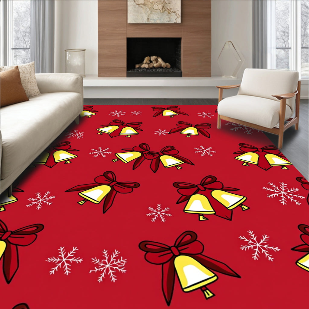Festive Bells Snowflakes Pattern Rug
