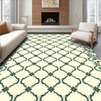 Classic Green Trellis Floral Border Rug