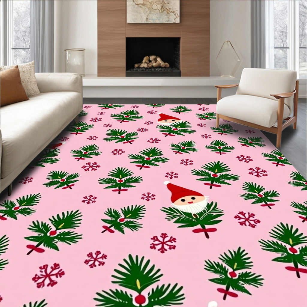 Jolly Santa Christmas Tree Pattern Rug