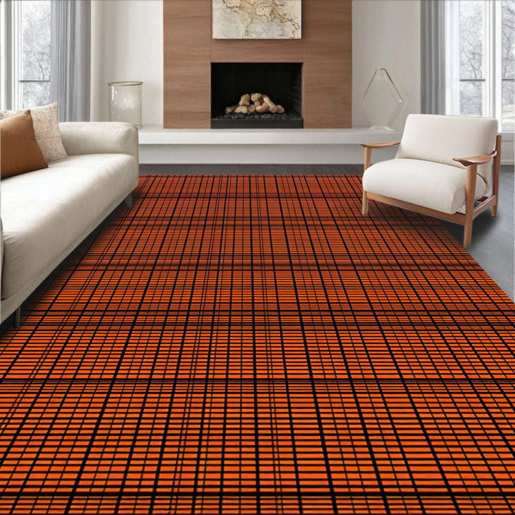 Bold Orange Wide Stripe Rug