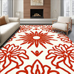 Red Floral Symmetry Patterned Rug
