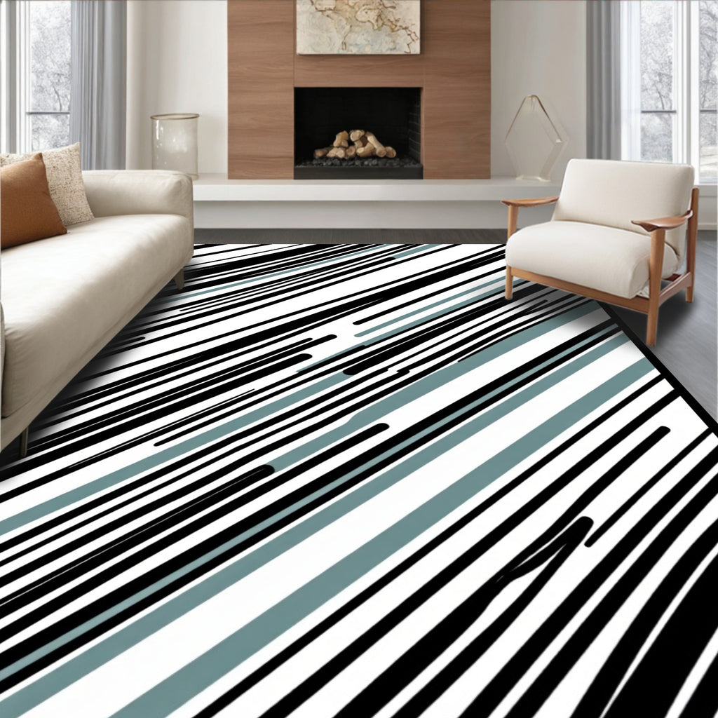 Modern Abstract Diagonal Stripe Rug