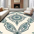 Vintage Teal Floral Mandala Pattern Rug