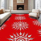 Bold Starburst Pattern Red White Rug