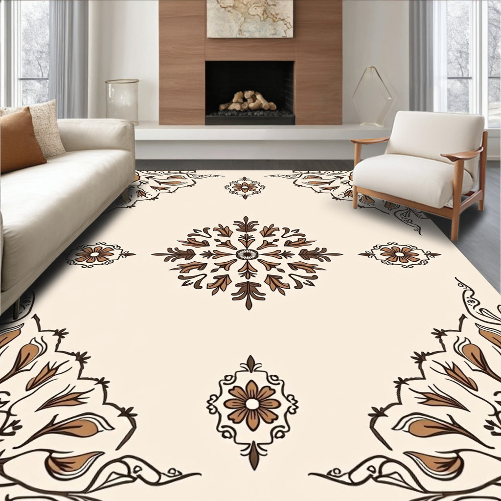 Classic Floral Medallion Border Design Rug