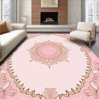 Ornate Floral Mandala Pink Gold Design Rug