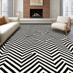 Black White Zigzag Illusion Rug