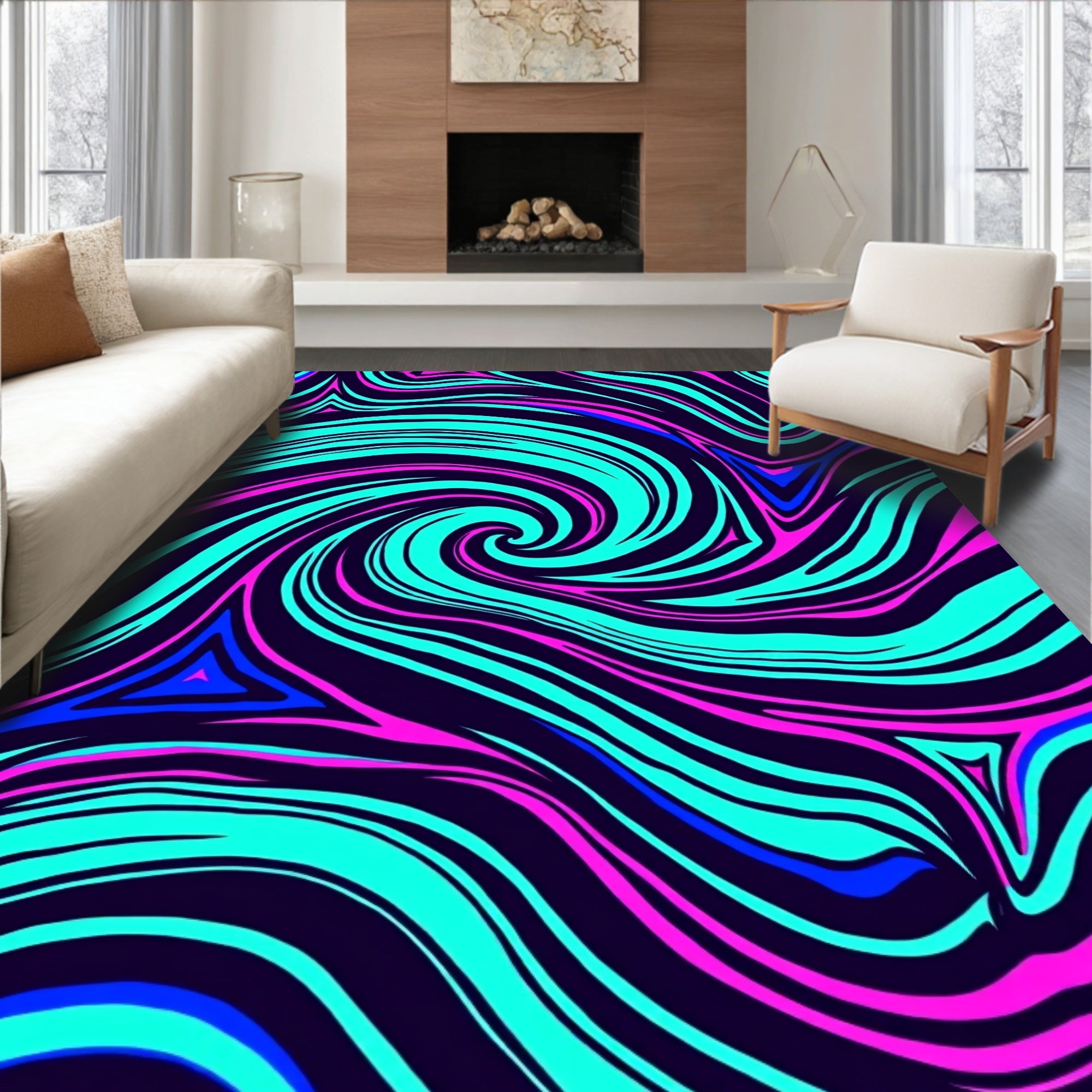 Vibrant Swirls Abstract Pattern Rug