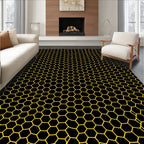 Chic Black Hexagonal Pattern Rug