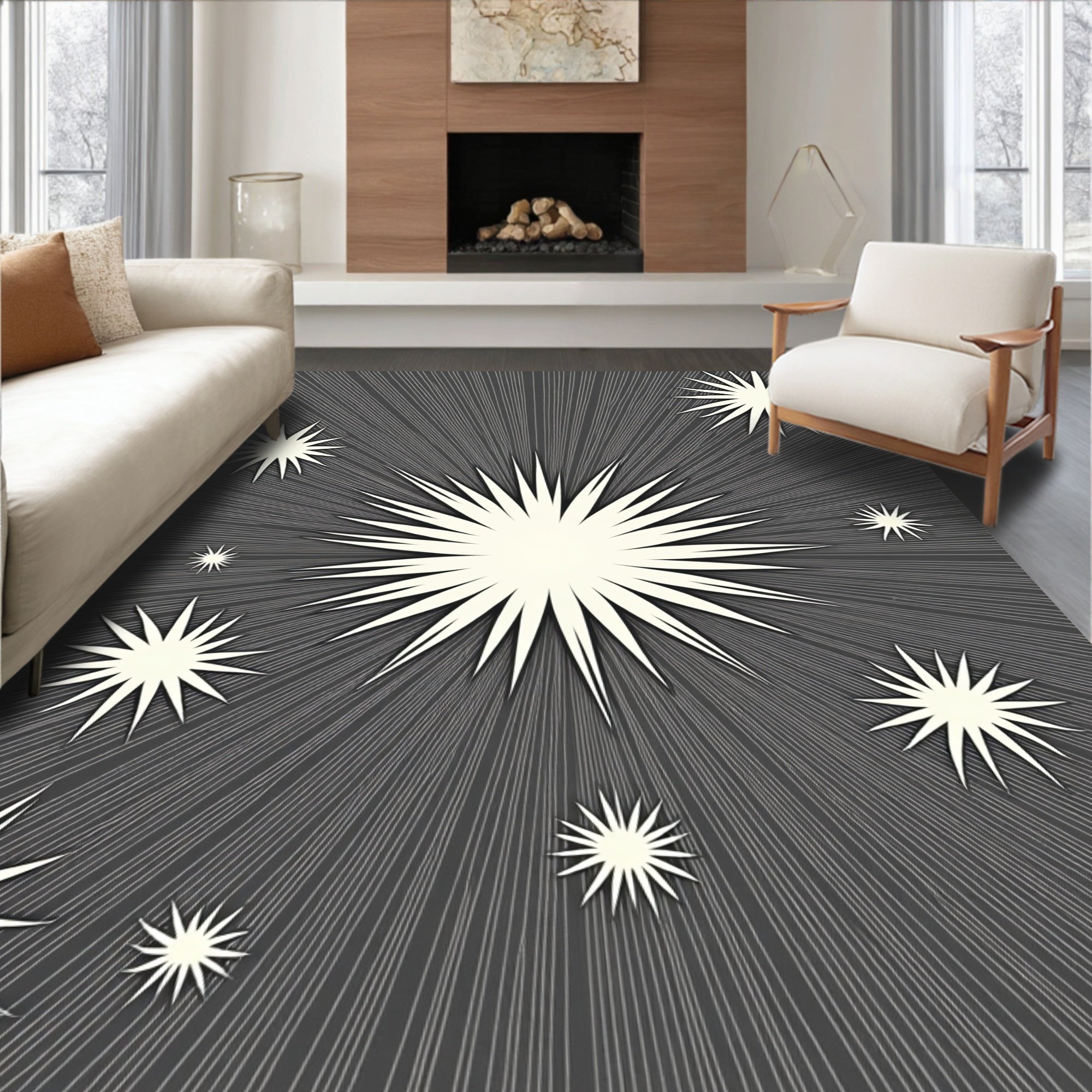 Explosive Starburst Graphic Pattern Rug