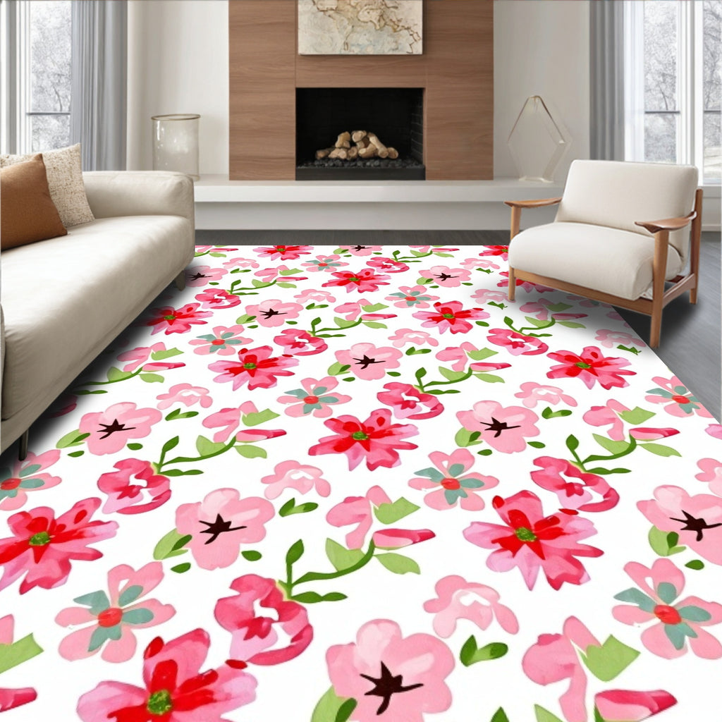 Charming Rosebud Pattern Design Rug