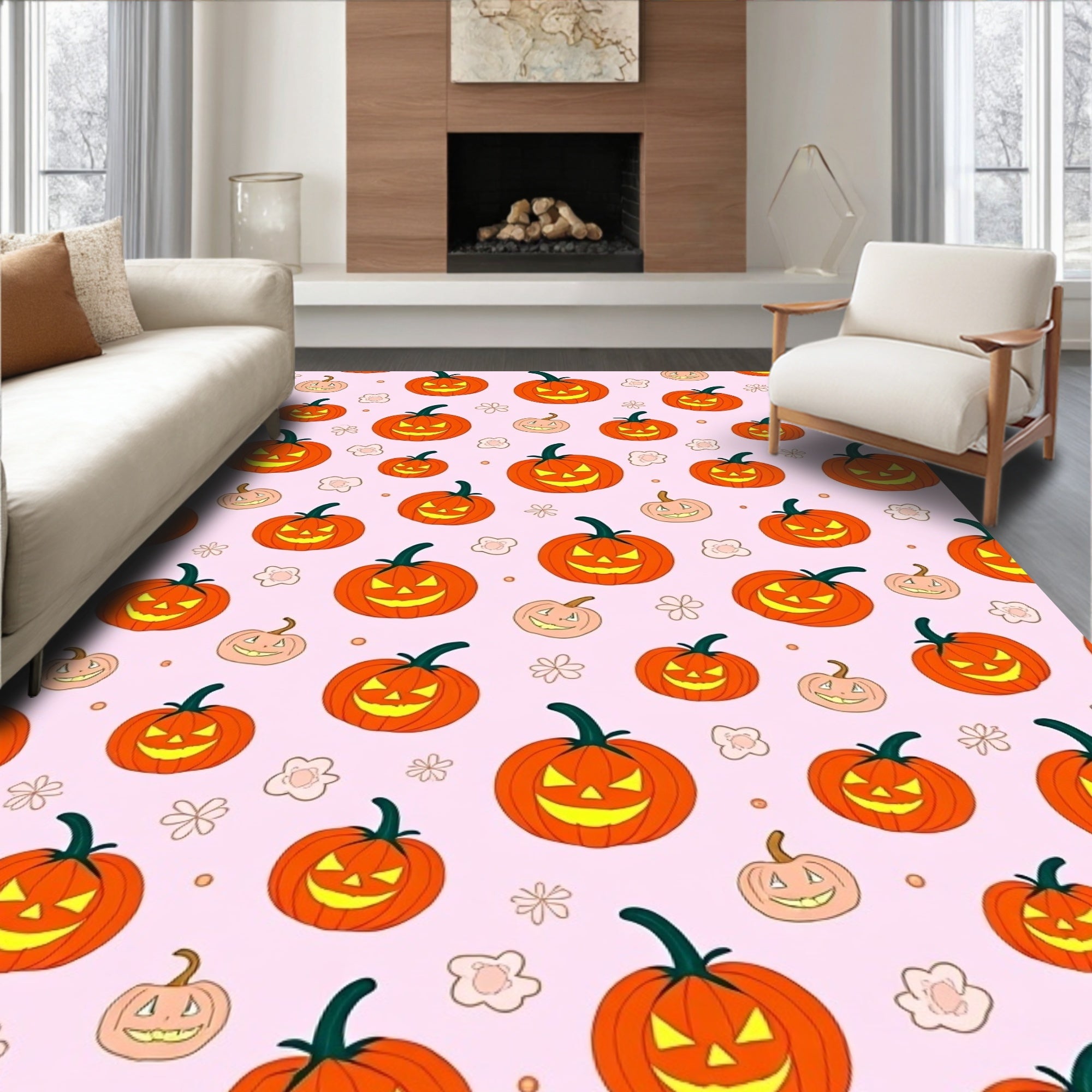 Spooky Pumpkin Patch Pattern Rug