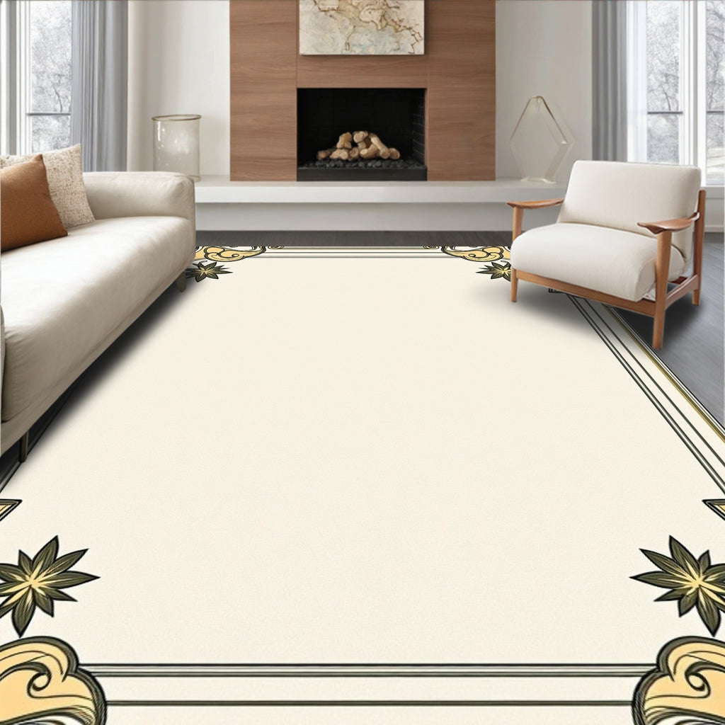 Art Nouveau Golden Flourish Star Border Rug