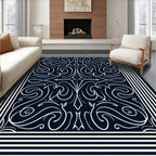 Intricate Lines Swirling Border Design Rug