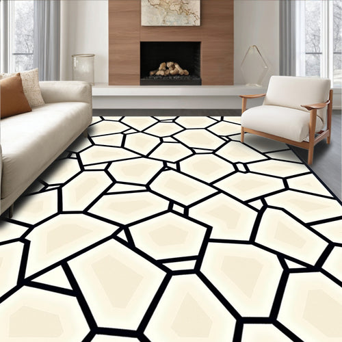 Abstract Stone Mosaic Geometric Design Rug