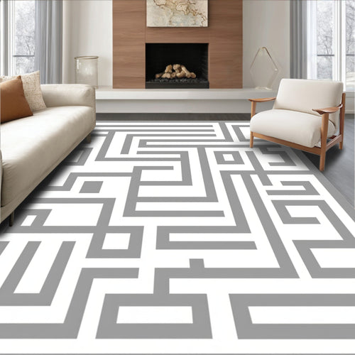 Abstract Maze Geometric Pattern Rug