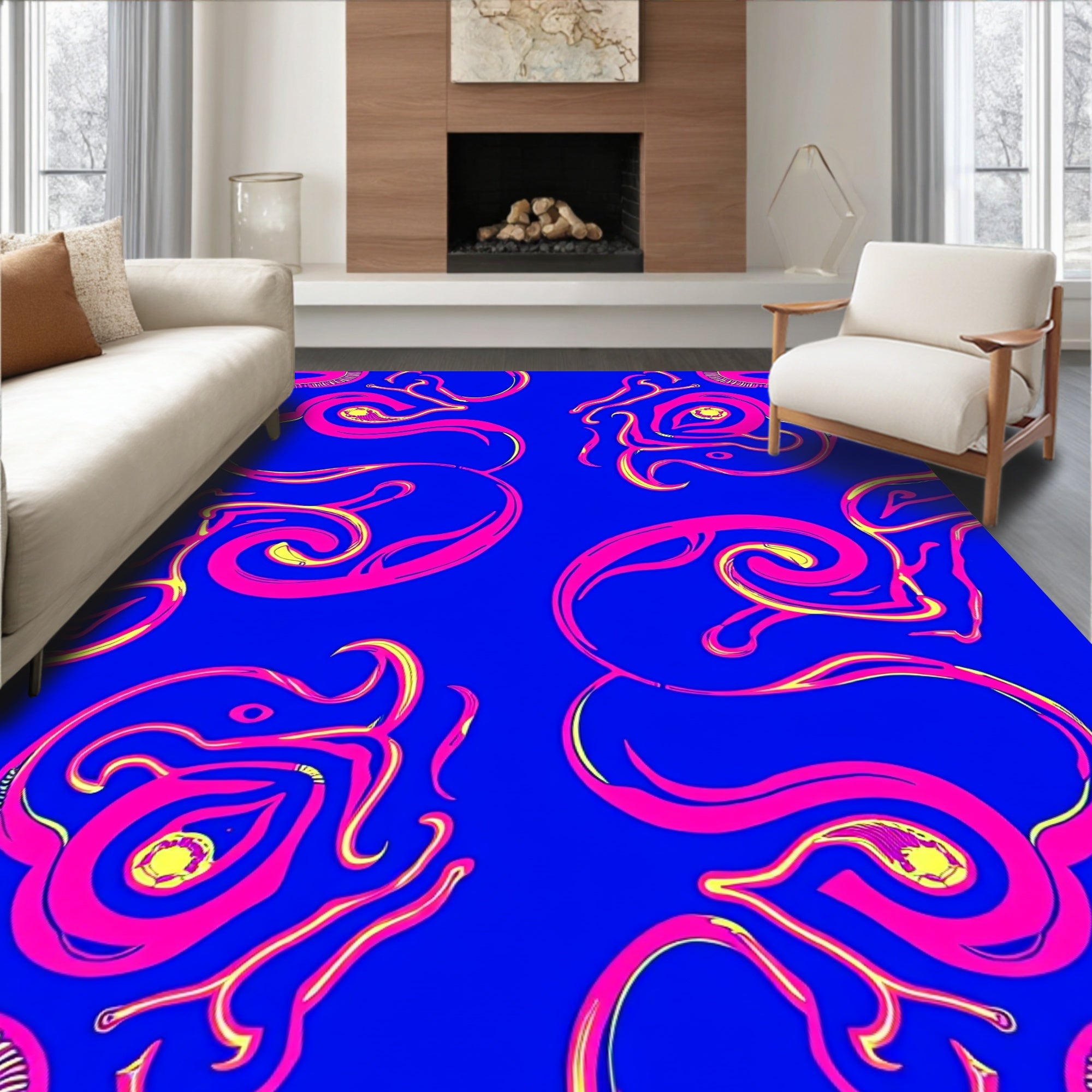 Swirling Abstract Bright Pattern Rug