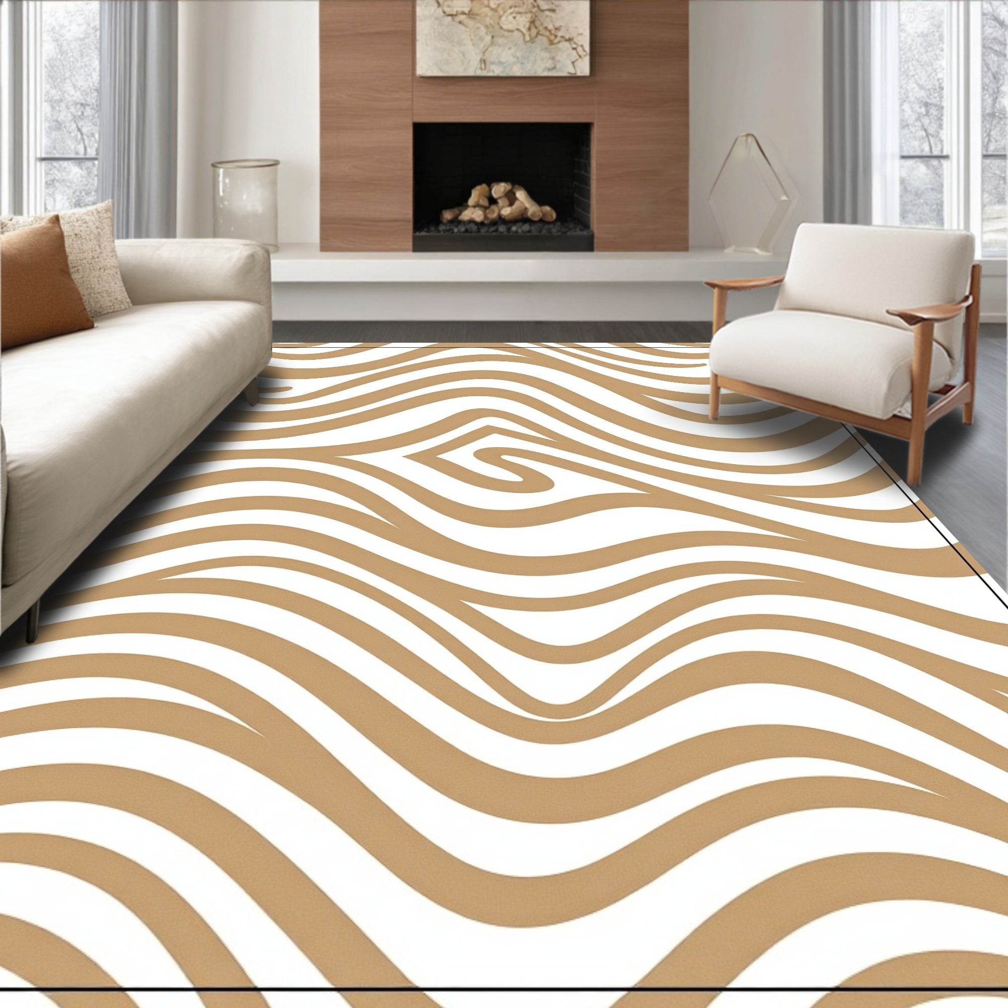 Stylized Wavy Abstract Pattern Rug