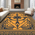 Ornate Yellow Blue Geometric Pattern Rug