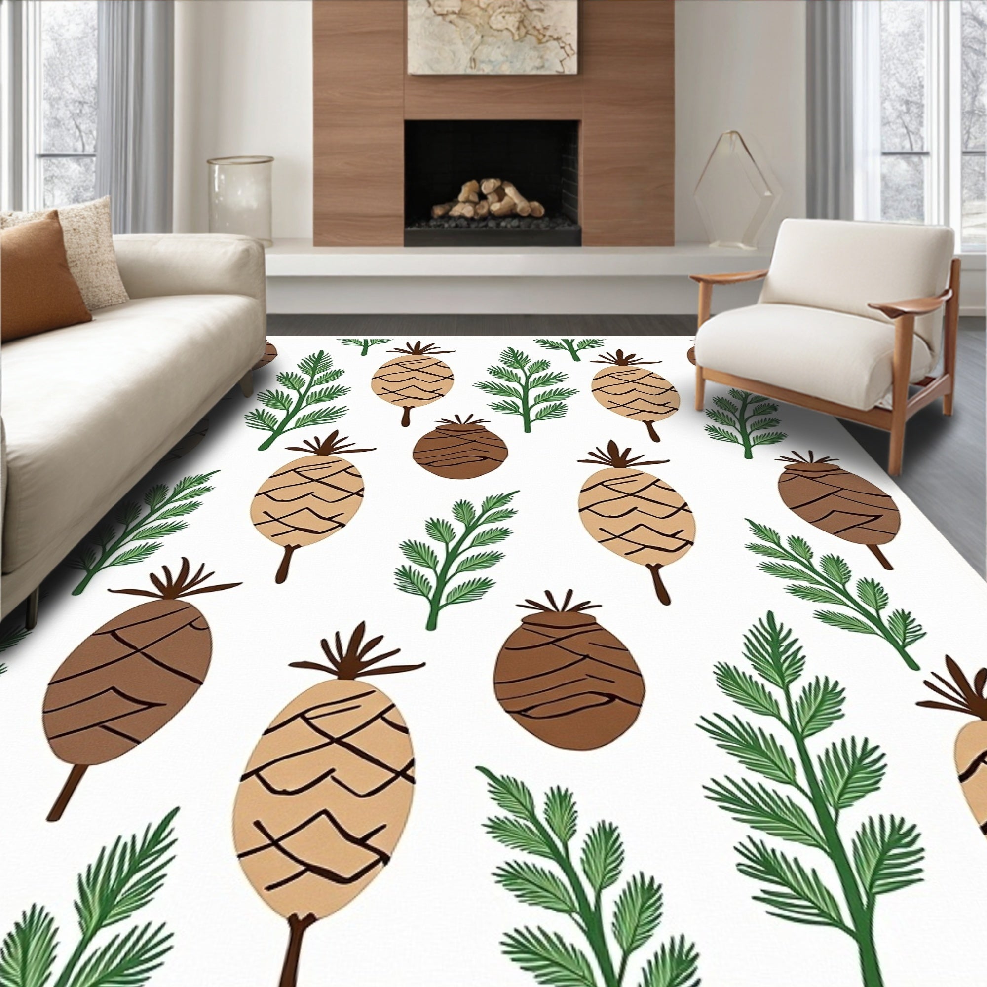 Pinecone Leaf Pattern Design Rug