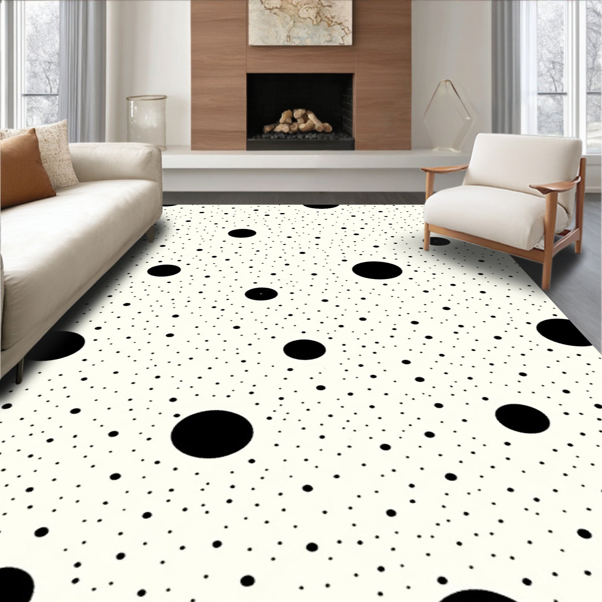 Scattered Circles Modern Pattern Rug