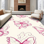 Pink Delicate Butterfly Pattern Design Rug