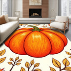 Autumn Pumpkin Leaf Patchwork Pattern Rug