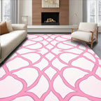 Abstract Pink Woven Geometric Design Rug