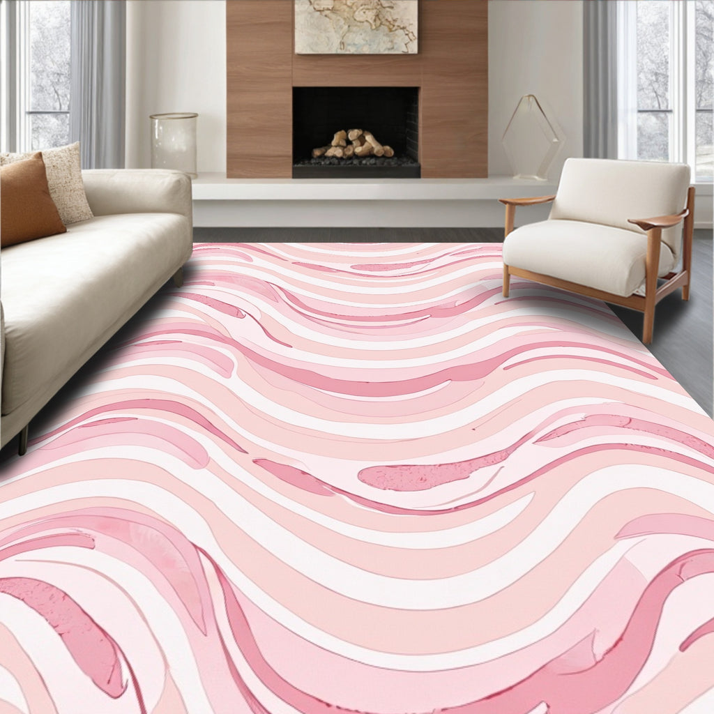 Pastel Pink Swirl Pattern Rug