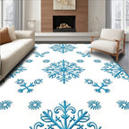 Icy Blue Snowflake Symmetry Rag Rug