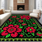 Bold Floral Pattern With Vivid Greens Rug