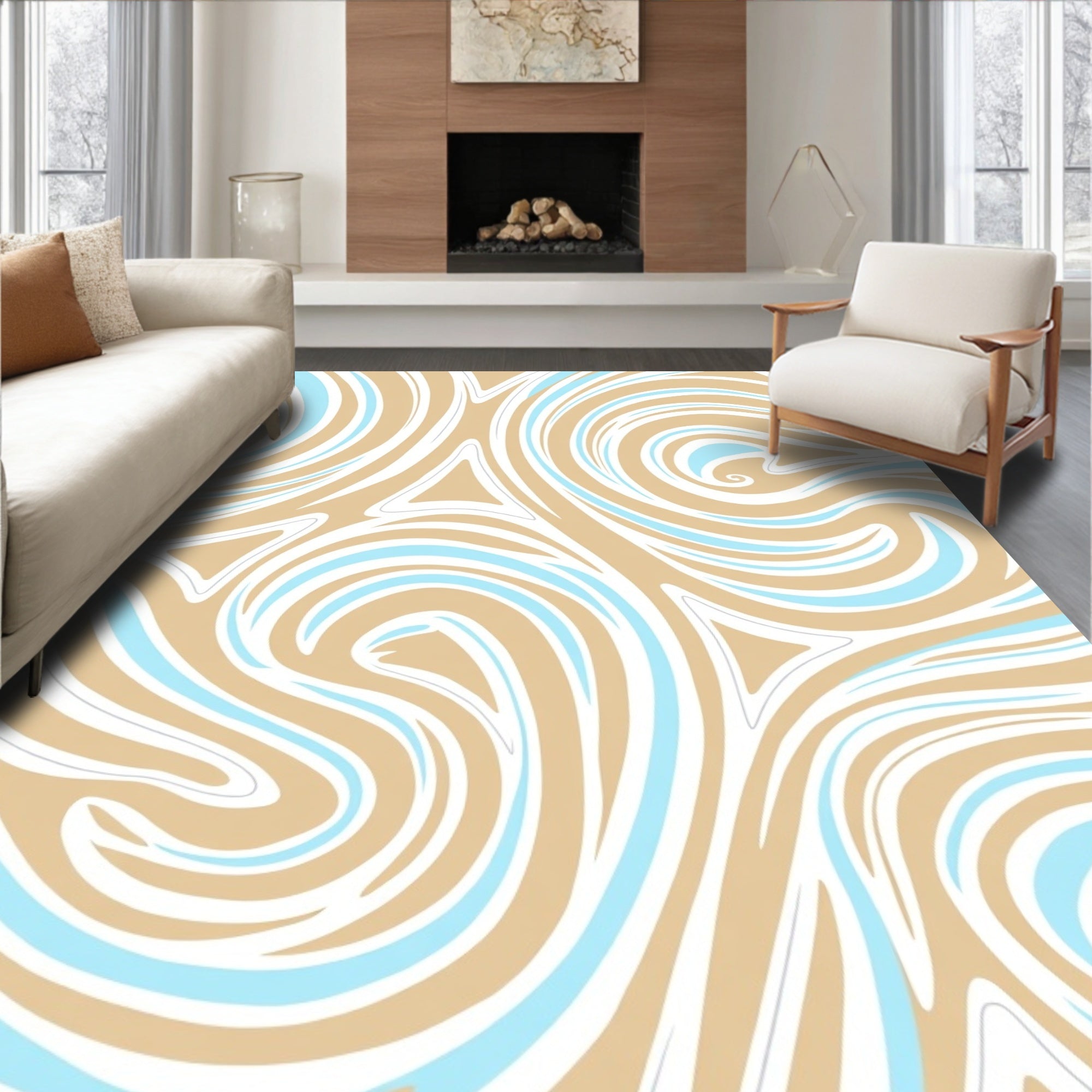 Abstract Swirl Pattern Design Rug