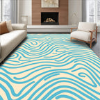 Abstract Blue Wave Pattern Rug