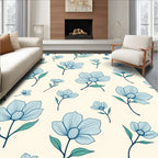 Light Blue Floral Sketch Pattern Rug