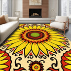 Radiant Sunflower Mandala Pattern Rug