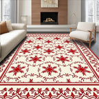 Red Floral Starburst Traditional Pattern Rug