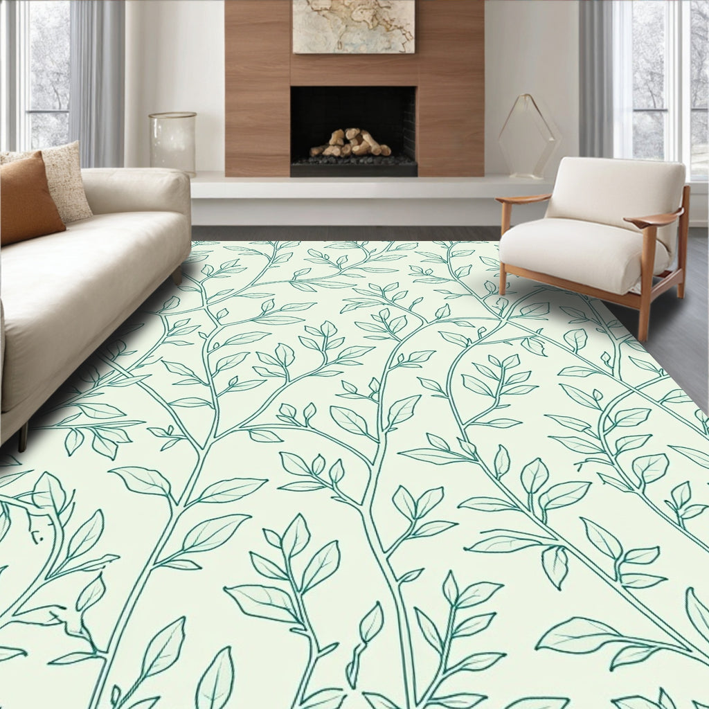 Vine Leaf Outline Pattern Rug